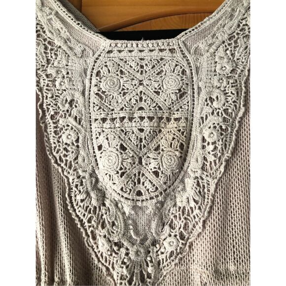Altar’d State Dress Crochet Lace Taupe Peasant Boho Size S - Picture 4 of 11